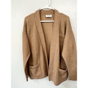 St. John Womens Camel brown Open Cardigan Wool Sweater Size Small 2 Hole
